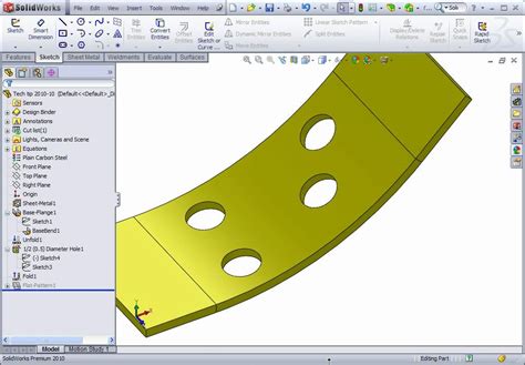 curved sheet metal solidworks|SolidWorks sheet metal cylinder.